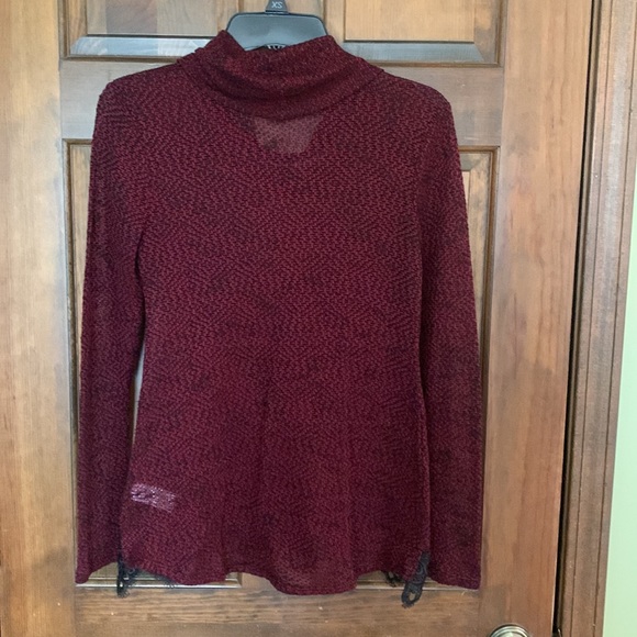 Red & Black Weave Lightweight Sweater, Cowl Neck, XS - Picture 5 of 8